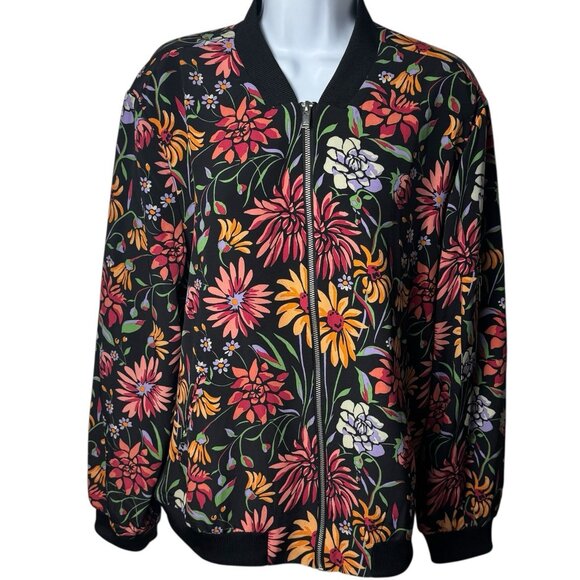 NEW Philosophy Bomber Jacket Floral Bohemian Lightweight Pockets Full Zip XL - Picture 2 of 10